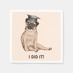 I Did It Graduate Cute Dog Illustration Napkin