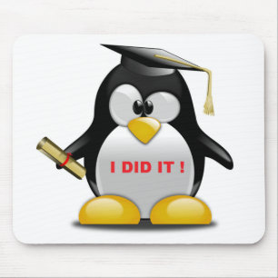 "I DID IT" GRADUATION PENGUIN MOUSE PAD