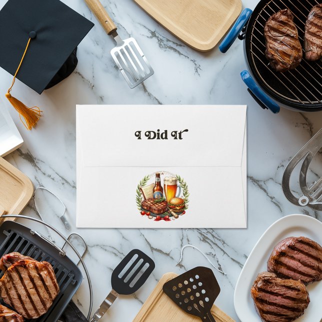 “I Did It” Rustic Steak & Beer Graduation BBQ Envelope (“I Did It” Rustic Steak & Beer Graduation BBQ Envelope)