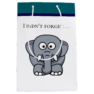 I Didn’t Forget Cute Funny Grey Elephant Cartoon Medium Gift Bag