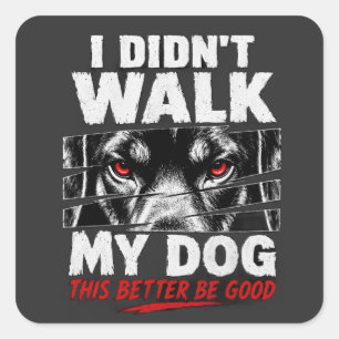 “I Didn’t Walk My Dog Today” Funny Pet Owner Square Sticker