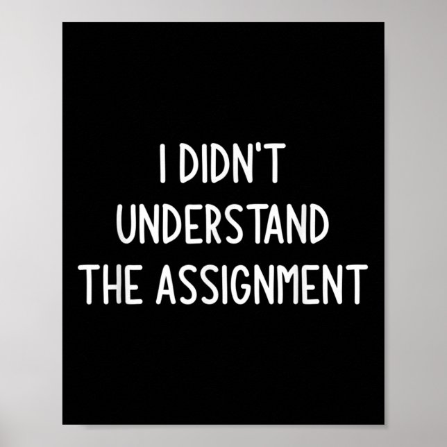 I Didnt Understand The Ignment, Funny, Jokes, Sarc Poster (Front)