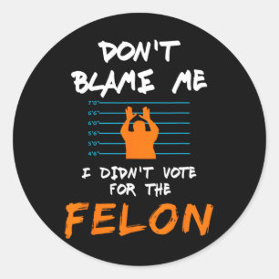 I Didn't Vote For The Felon Funny Political Anti T Classic Round Sticker