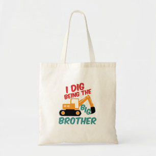 I Dig Being Big Brother Excavator Tractor Cartoon Tote Bag