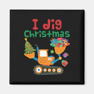 I Dig Christmas Excavator Construction Boys Toddle Magnet