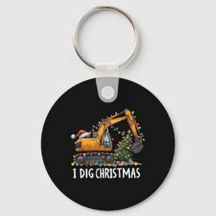 I Dig Christmas Excavator Construction Truck Diggi Key Ring