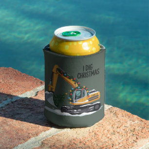 I Dig Christmas Excavator Santa Boy Funny Kids Can Cooler