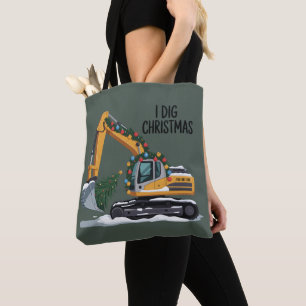 I Dig Christmas Excavator Santa Boy Funny Kids Tote Bag