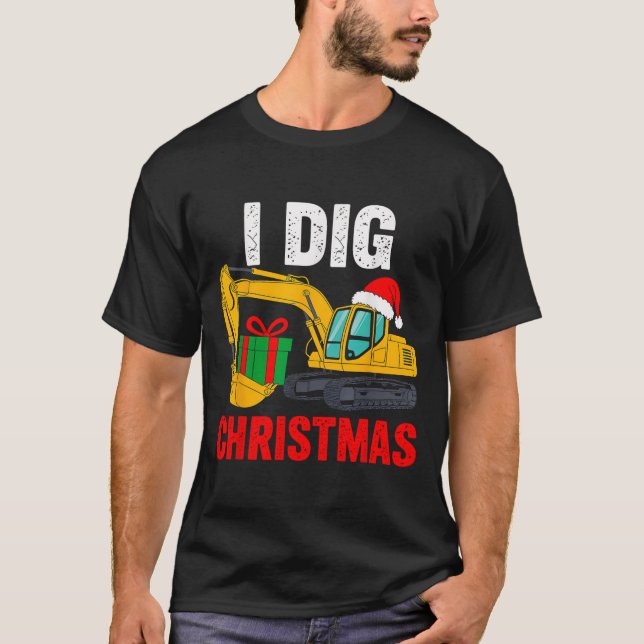I Dig Christmas Excavator Xmas Pjs Toddler Boys Ki T-Shirt (Front)