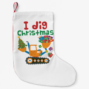 I Dig Christmas Xmas Holiday Excavator Small Christmas Stocking