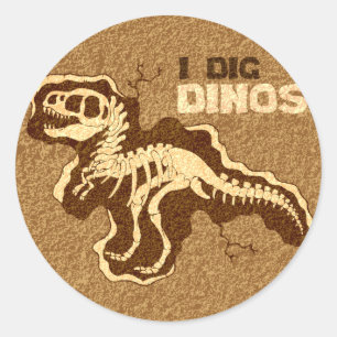 I Dig Dinos Classic Round Sticker