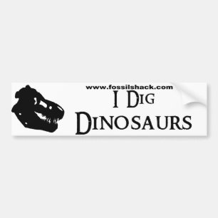 I Dig Dinosaurs White Bumper Sticker