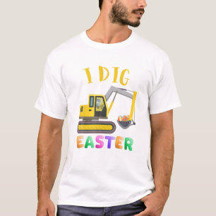 I Dig Easter Bunny Rabbit Driving Tractor Funny Eg T-Shirt