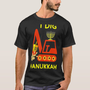 I Dig Hanukkah Crane Construction Kids Chanukah Pa T-Shirt