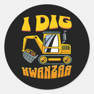 I Dig Kwanzaa Kinara Candles Construction Kids Boy Classic Round Sticker