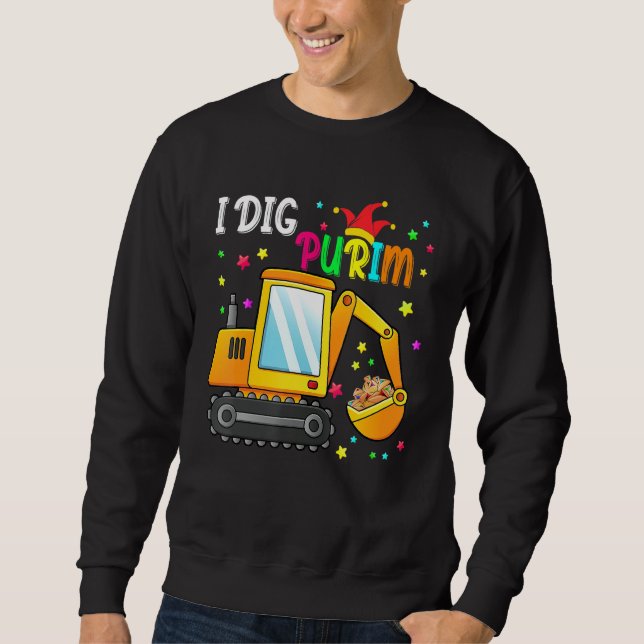 I Dig Purim Hamantaschen Tractor Jewish Toddlers B Sweatshirt (Front)