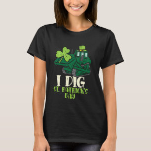 I Dig St Patricks Day Bulldozer Shamrock Boys Kids T-Shirt