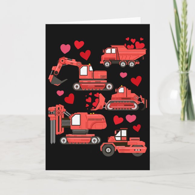 I Dig You Construction Trucks Valentine's Day Boys Card (Front)