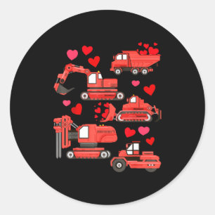 I Dig You Construction Trucks Valentines Day Boys  Classic Round Sticker