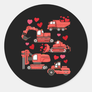 I Dig You Construction Trucks Valentine's Day Boys Classic Round Sticker