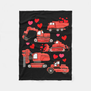 I Dig You Construction Trucks Valentine's Day Boys Fleece Blanket