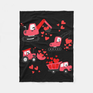 I Dig You Construction Trucks Valentine's Day Boys Fleece Blanket