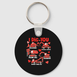 I Dig You Construction Trucks Valentines Day Boys Key Ring