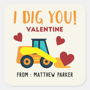 I Dig You - Construction Valentine's Stickers
