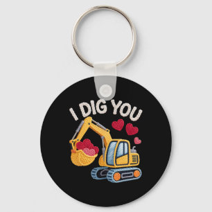 I Dig You Cute Excavator Valentine Design For Kids Key Ring