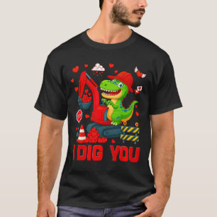 I Dig You Funny Heart Dinosaur Truck Valentine Boy T-Shirt