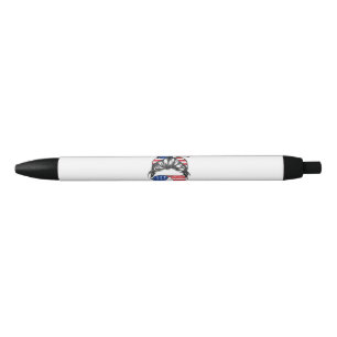 I dissent, American flag women messy bun Black Ink Pen