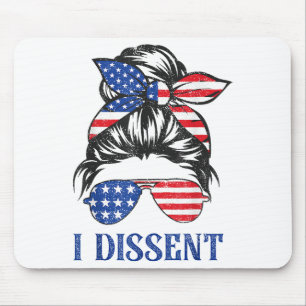 I dissent, American flag women messy bun Mouse Pad