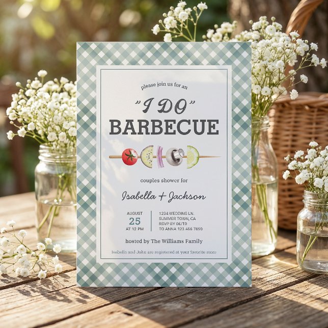 I DO Barbecue BBQ Rustic Couples Shower Invitation (The front and back of the invitation shown in a 5x7-inch size. Choose size, paper, and corner style.)