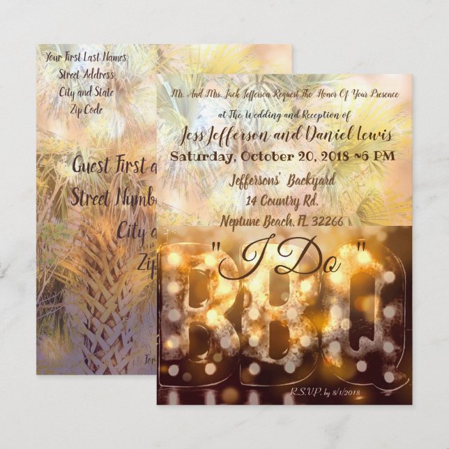 I DO BARBECUE WEDDING INVITATION (Front/Back)