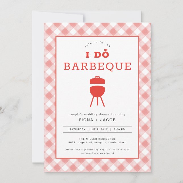 I Do Barbeque Couples Shower Invitation BBQ Invite (Front)