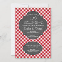 I DO BARBEQUE Engagement Chalk Gingham Invite