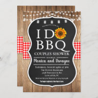 I DO BBQ Barbecue Gingham String Lights Invitation