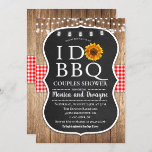 I DO BBQ Barbecue Gingham String Lights Invitation