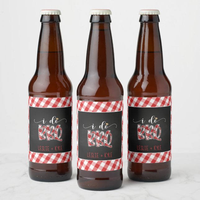 I Do BBQ Beer Bottle Label - Red - Custom (Bottles)