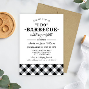 I Do BBQ Black and White Wedding Reception Invitation