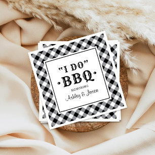 I Do BBQ Black Gingham Custom Wedding Monogram Napkin