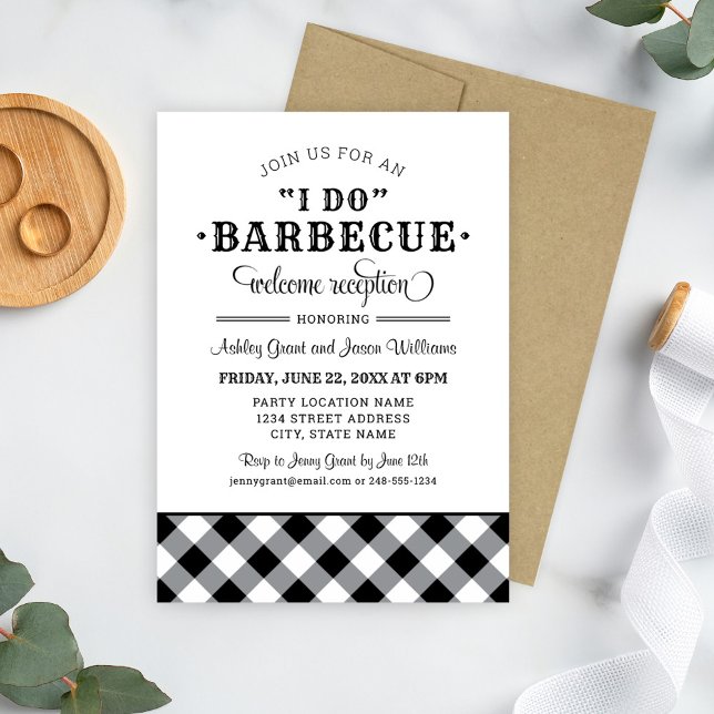 I Do BBQ Black Wedding Welcome Reception Invitation (Creator Uploaded)
