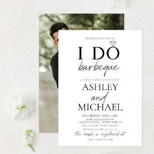 I DO BBQ Black & White Photo Couple Shower Invitation