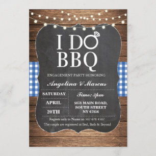 I DO BBQ Blue Couple's Shower Chalk Invitation
