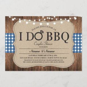 I DO BBQ Blue Engagement Couples Shower Invitation