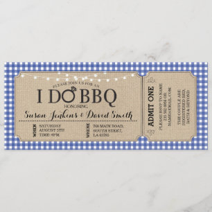 I DO BBQ Blue Navy Engagement Ticket Party Invite