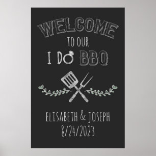 I Do BBQ Bridal Shower Engagement Green Welcome Poster