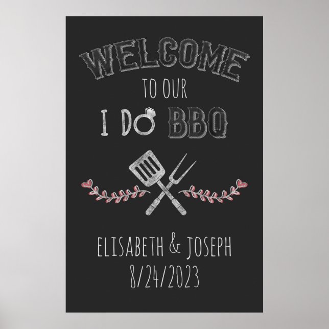 I Do BBQ Bridal Shower Engagement Party Welcome Poster (Front)