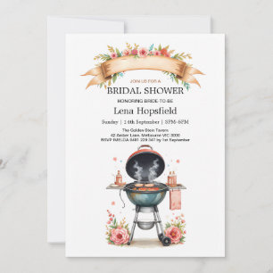 i do bbq bridal shower watercolor Floral Cookout Invitation