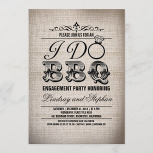 I do BBQ burlap engagement party invitation